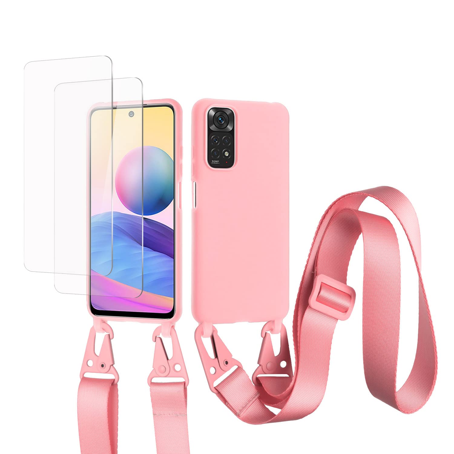 vrupin Funda Compatible con iPhone 13.con (2 x Protector Pantalla)con Cuerda Case con Ajustable Cordón.Silicona Líquida Funda-Loto Color — view 51