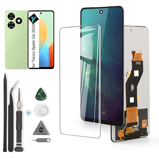 YWLRONG Screen Replacement for Tecno Spark Go 2024 LCD Display Touch Screen Digitizer Assembly Replacement with Tools(Black)