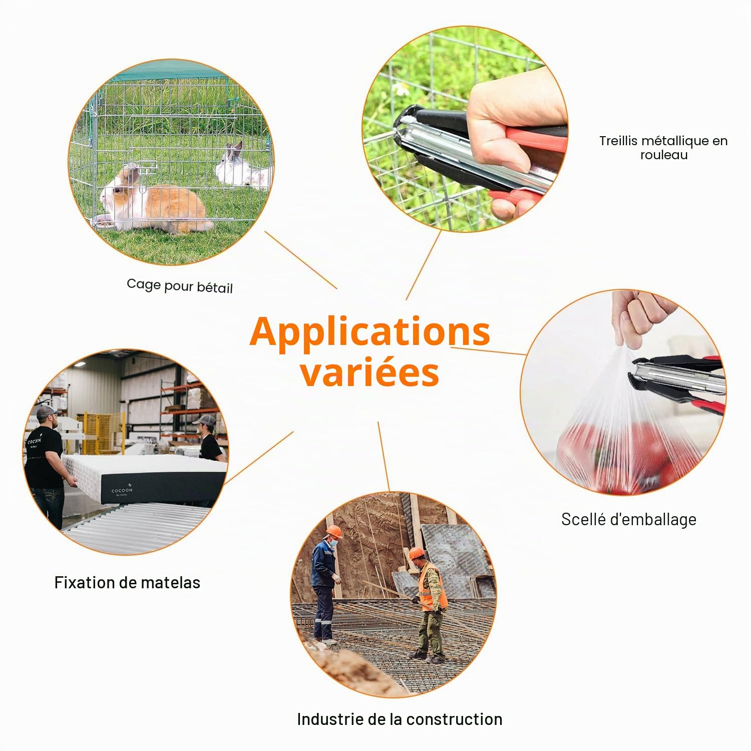 Pince de clôture automatique avec 2500 anneaux galvanisés, pince de fixation pour fil, pince à anneau Hog, pour matelas de clôture pour animaux, coussins de voiture, cages pour animaux de compagnie