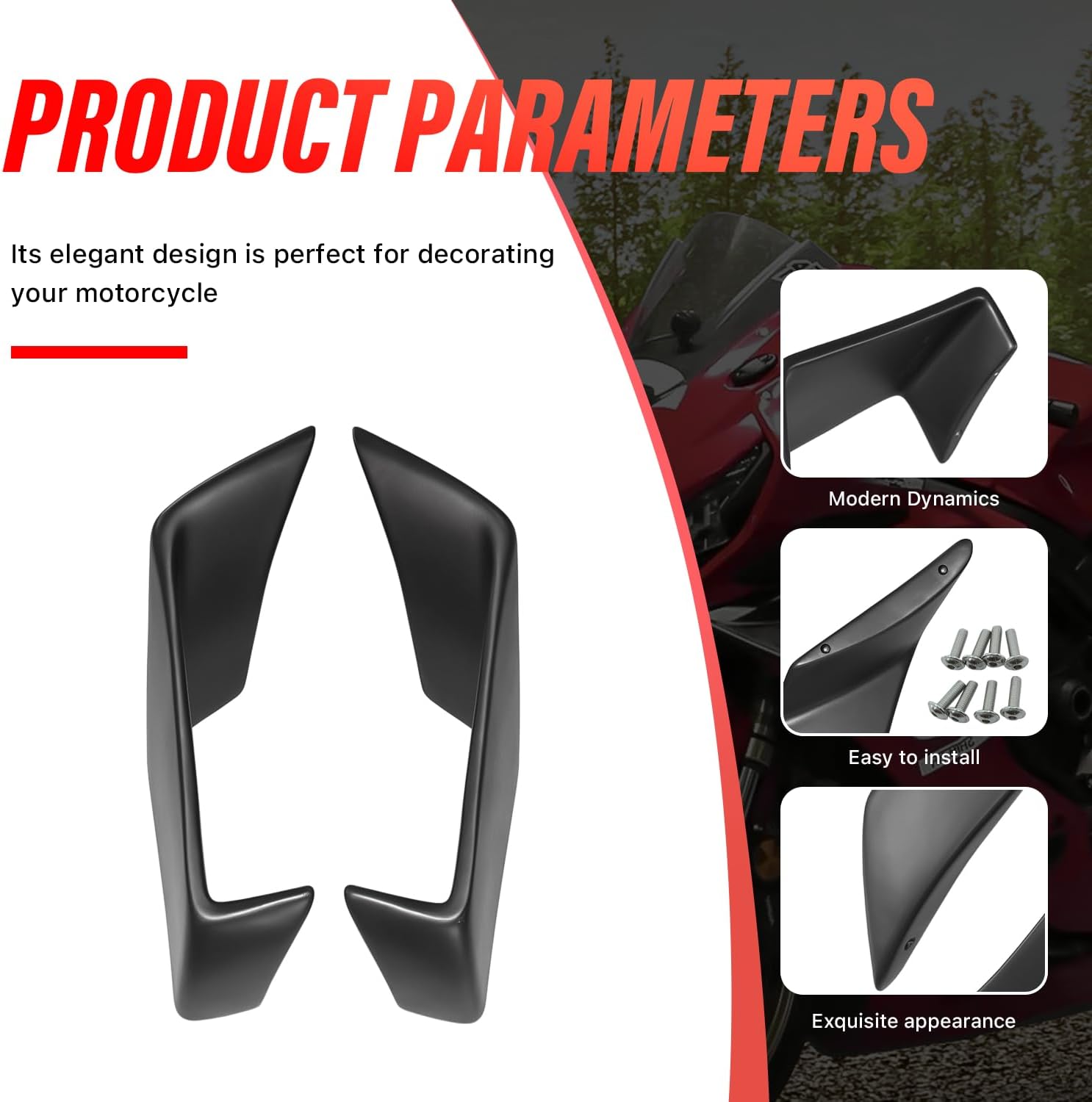 Fairing for Aprilia RSV4 (2009-2020) - Motorcycle Fairing for Aprilia RSV4, Durable ABS Plastic Easy Installation of Aprilia Winglet (Matte Black)