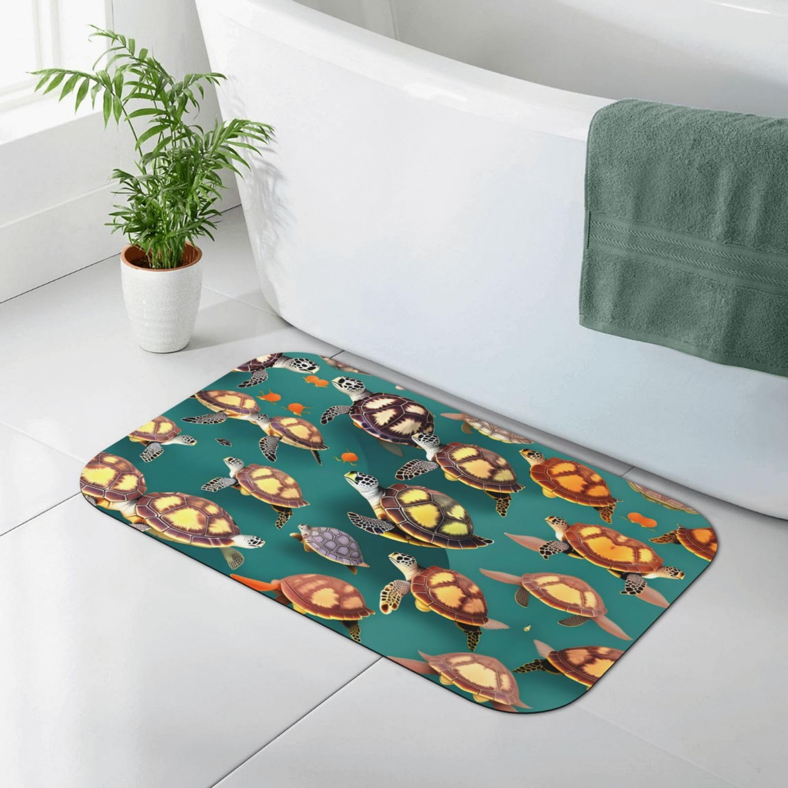 Alfombrilla de ducha de diatomeas con tortugas marinas 50x80cm