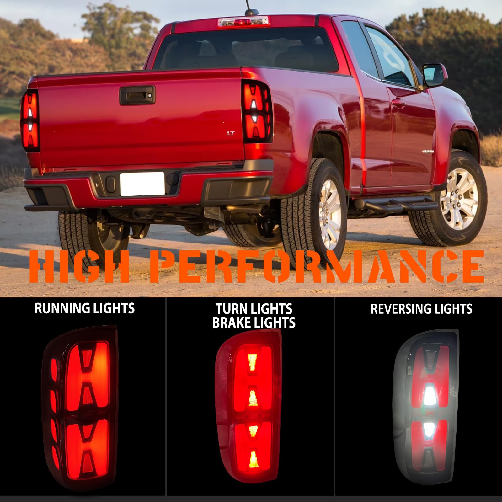 Smoke LED Sequential Tail Lights Pair For 2015-2022 Chevy Colorado - Direct Fit, Dynamic Signal