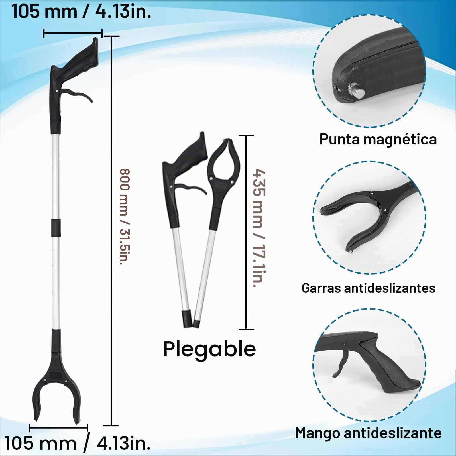 Aparato para Ponerse los Calcetines, Calzador Largo, Pinza Recoge Objetos, Correa Elevadora de Piernas para Personas Mayores Mujeres Embarazadas Personas Inmóviles