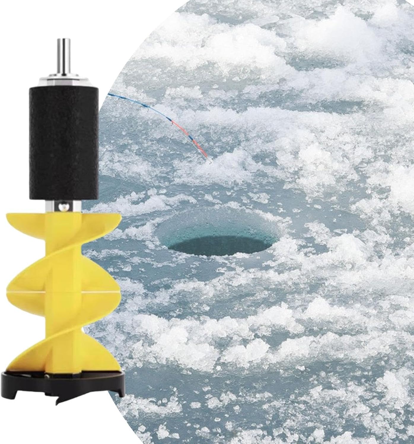 Menolana Ice Drill Auger Ice Fishing Drill 8 Inches Portable Aluminum Alloy Ice Fishing Accessories Ice Auger for Lakes Fishing Winter, 50 cm Yellow