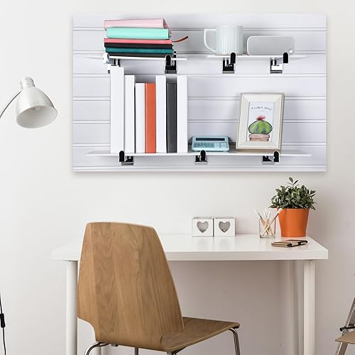 Miniatura 5 de Zonon 24 piezas de soporte de estante de pared de 12 pulgadas, ganchos de pared de listones resistentes, ganchos de exhibición, accesorios para