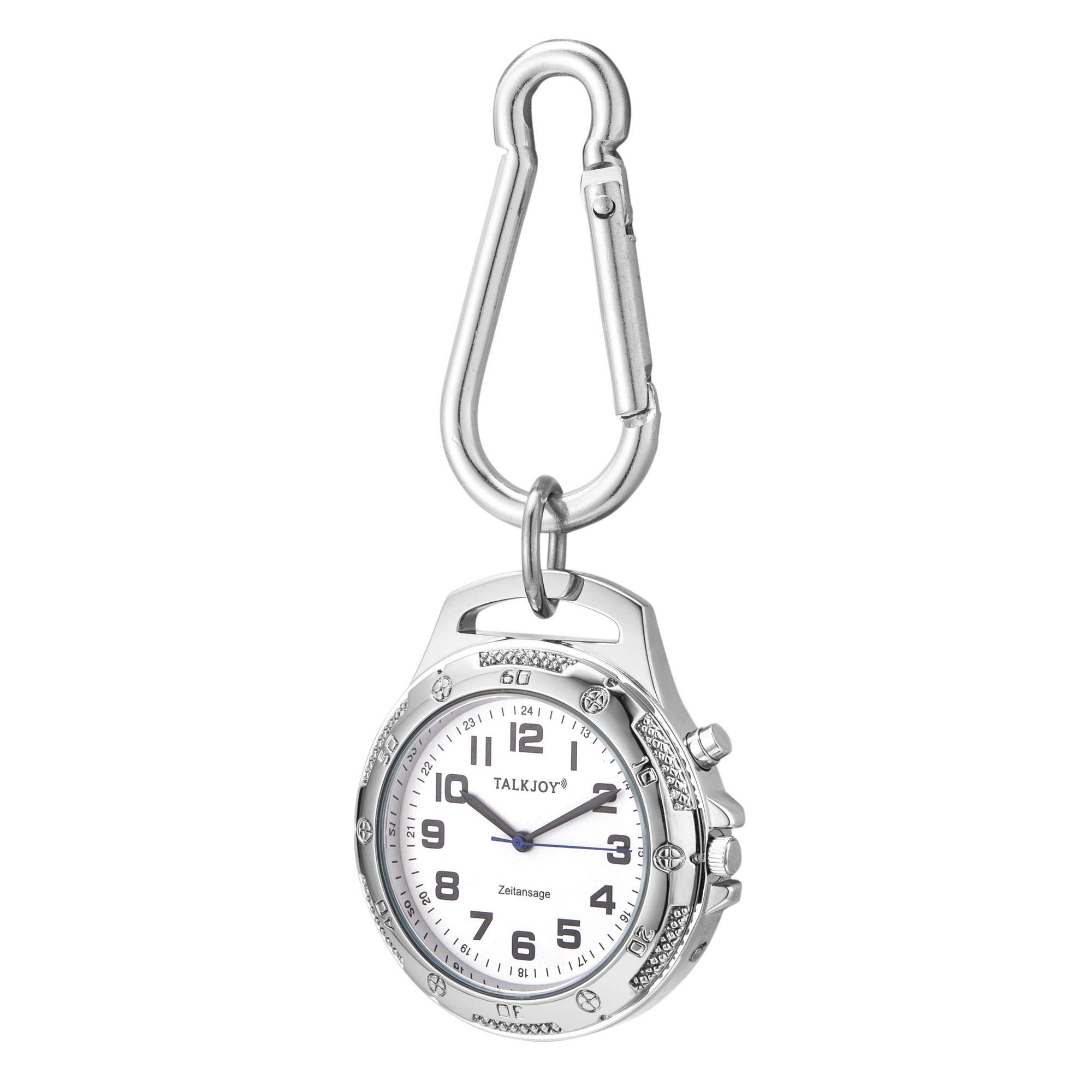 Profi METALL Sprechender Schlüssel-Anhänger Armbanduhr Wecker Uhr Senioren Blindenuhr Taschenuhr Umhängeuhr mit Uhrzeitansage