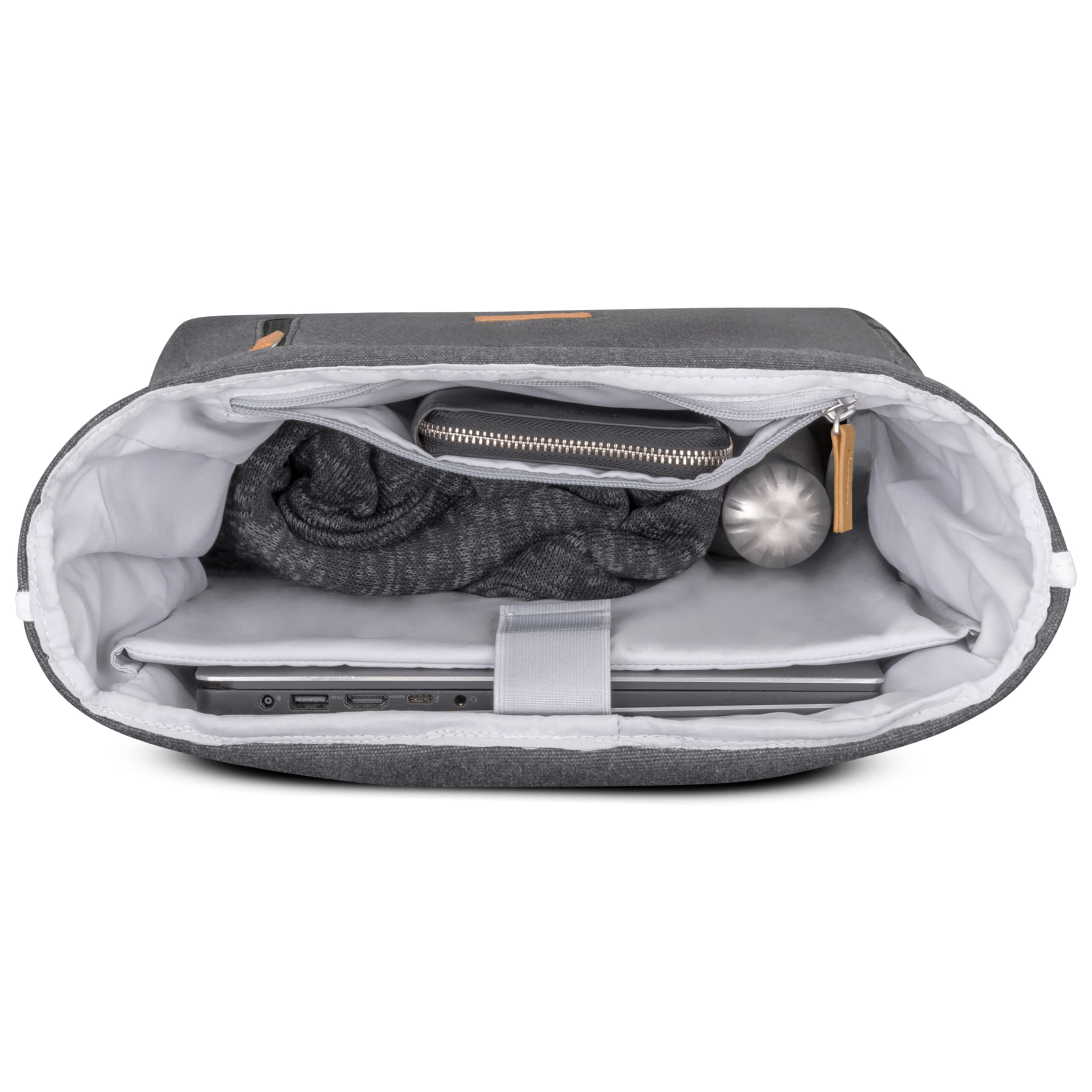 Johnny Urban Zaino Porta PC Donna e Uomo Nero Antracite - Adam Large - Rolltop per Lavoro Viaggio Università - Scomparto per Laptop 15.6 Pollici - Idrorepellente