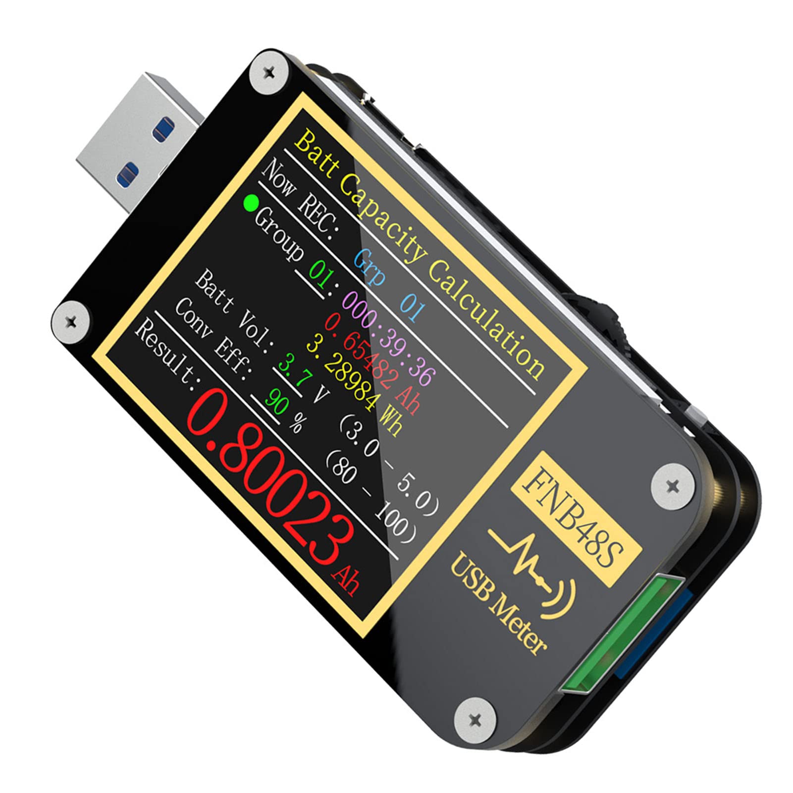 AUNMAS Medidor de Voltaje USB, Probador de Amperímetro USB ABS con Sensor de Gravedad y de Pantalla, Monitoreo de 4 a 24 V 0 a 6,5 ​​A 156 W para Medición de Cable de Prueba de Carga y (FNB48