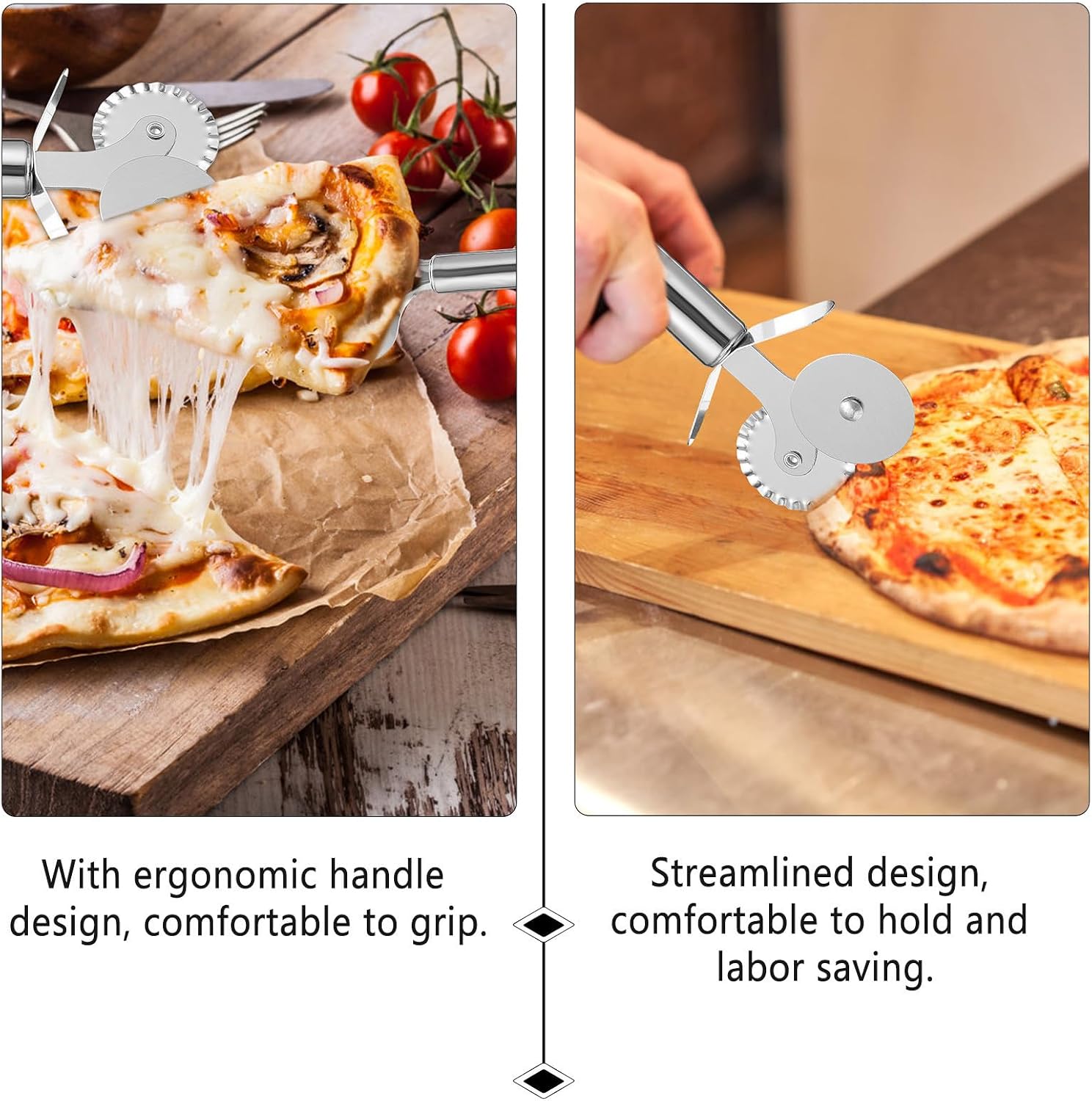 Stainless Steel Pizza Wheel Cutter and Cake Shovel