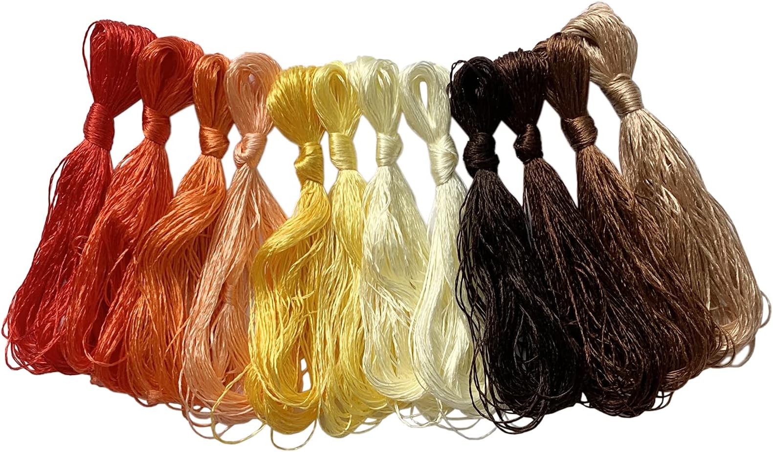 levylisa 12 Skeins Mulberry Silk Floss Embroidery Thread Floss-Cross Stitch Threads China Silk Woven Jewelry Threads DIY Sewing Kits (Red/Yellow/Brown Gradient)