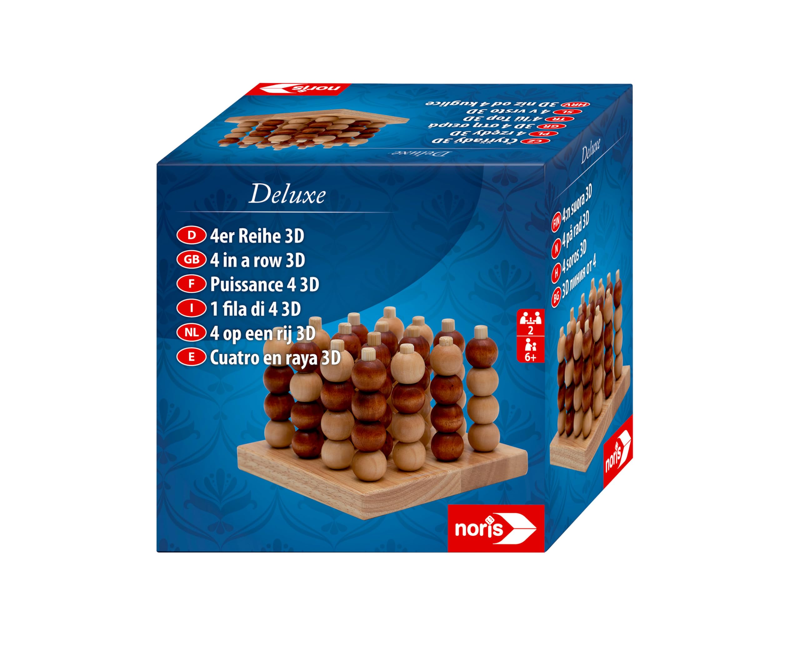 Noris 606102033 Deluxe Serie 3D, Il Famoso Gioco di strategia in Legno di Alta qualità con Sfere in Legno e tavoletta, a Partire dai 6 Anni in su