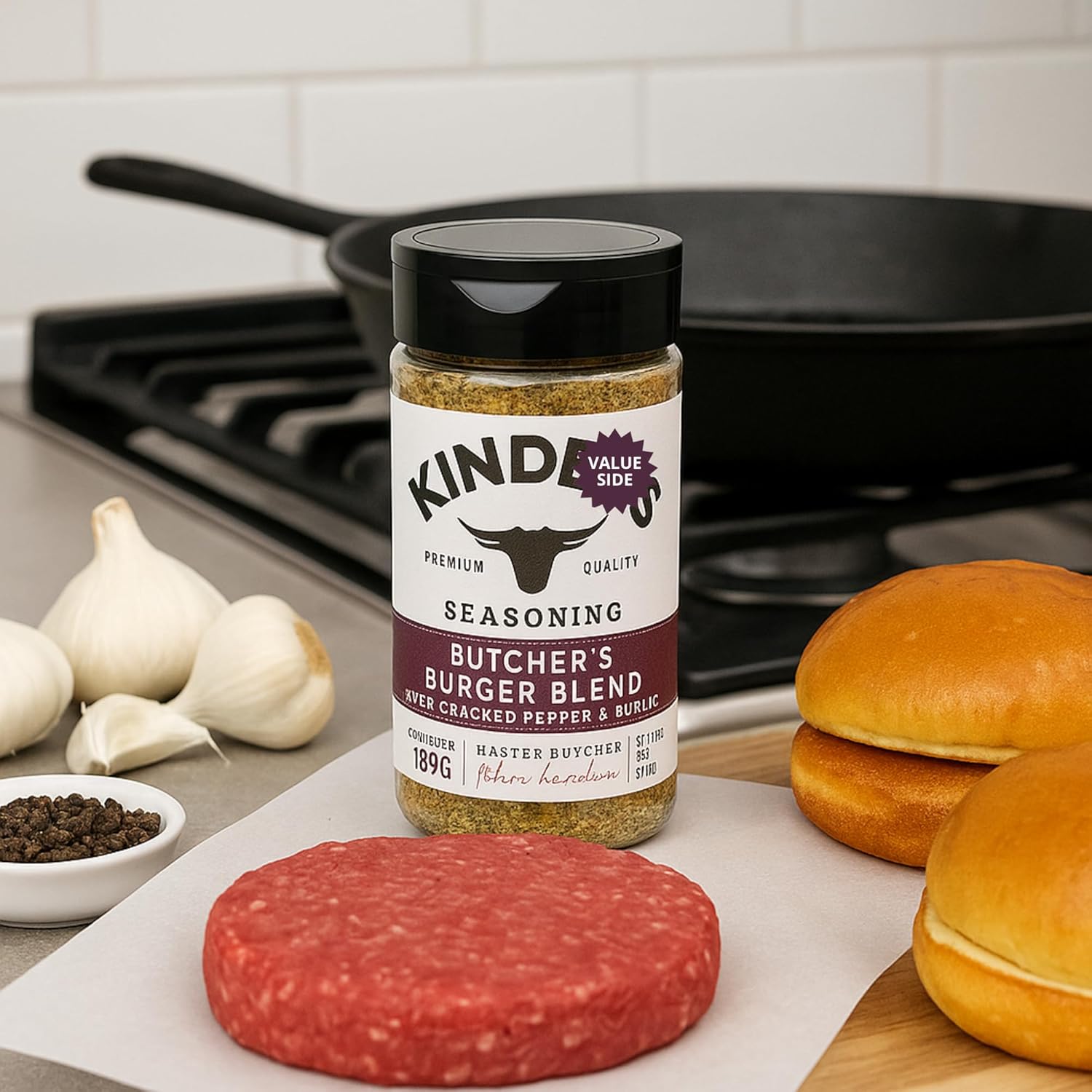 Kinderss Butcher’s Burger Blend Seasoning 9 Oz (2 Pack), Premium Spice Mix with Cracked Black Pepper, Garlic & Sea Salt, No Artificial Flavors + Custom Box by R&C Store