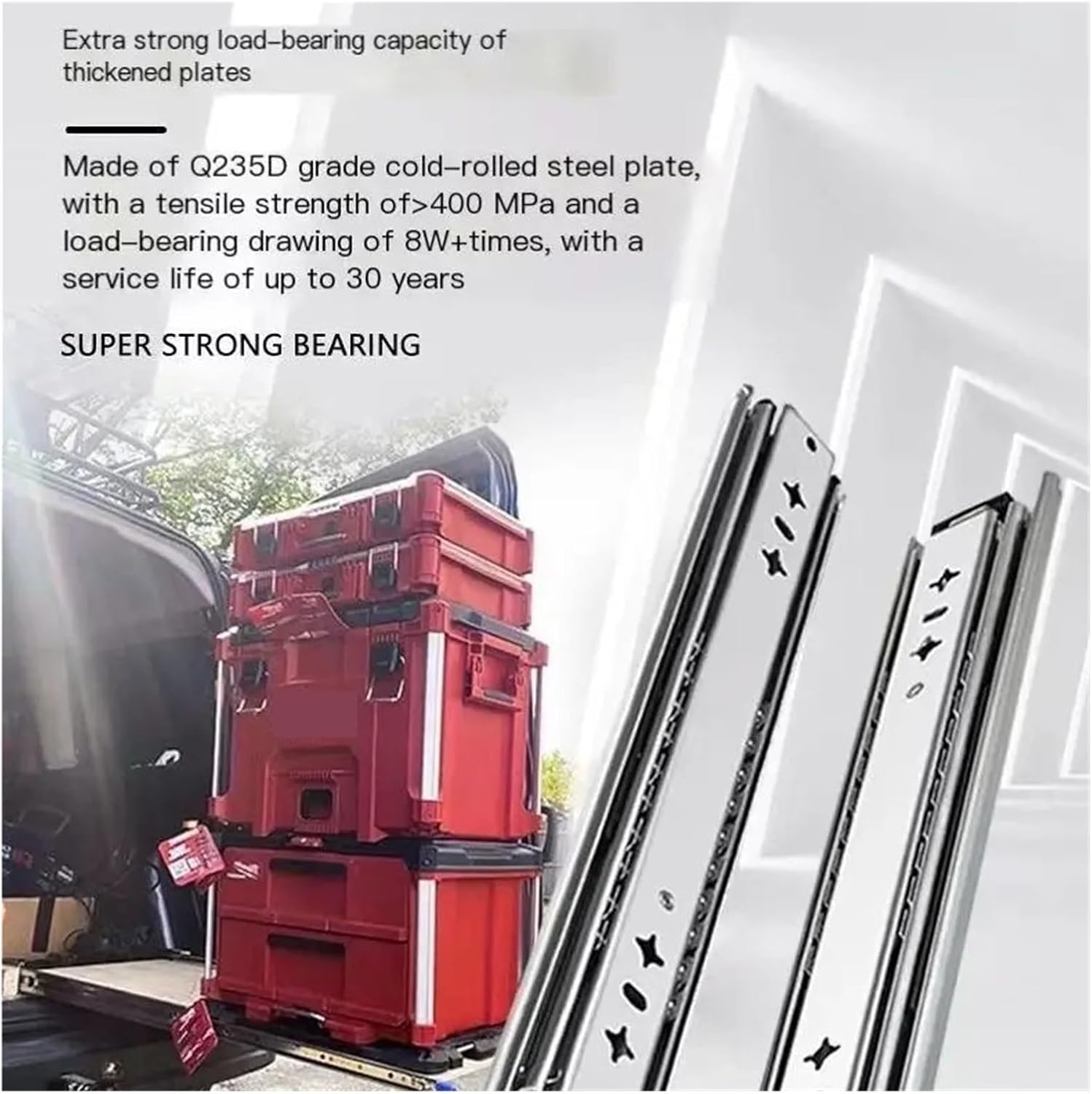 Full Extension Drawer Slides 53mm with Locking Heavy Duty Drawer Slides Full Extension(10inch 25cm)