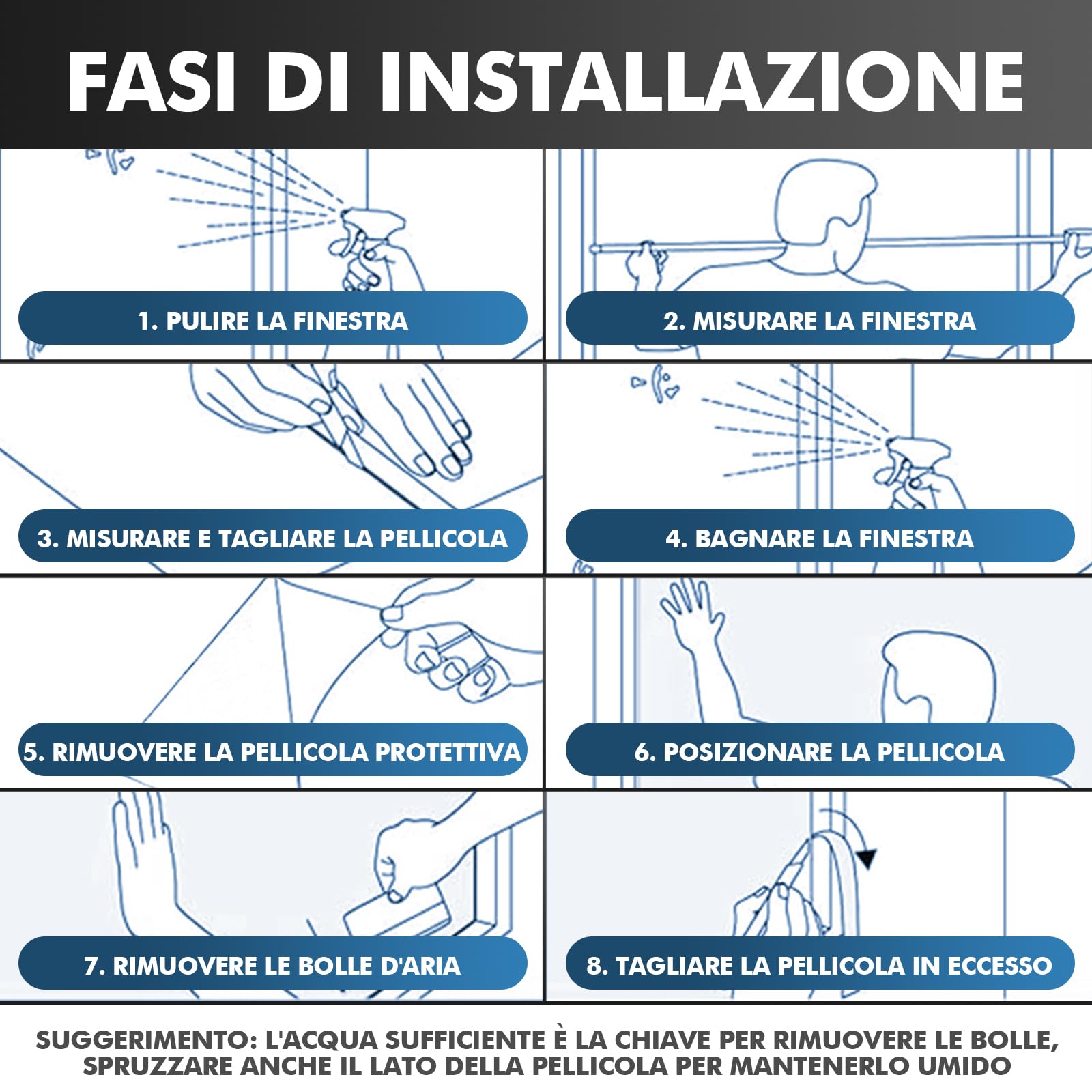shinfly Opaca Pellicola per Vetri Finestre Privacy, Pellicola Adesiva per Vetri Elettrostatica 90x200cm, Protettiva anti-UV, Window Film Adatto per Ufficio Bagno Camera da Letto Soggiorno Cucina