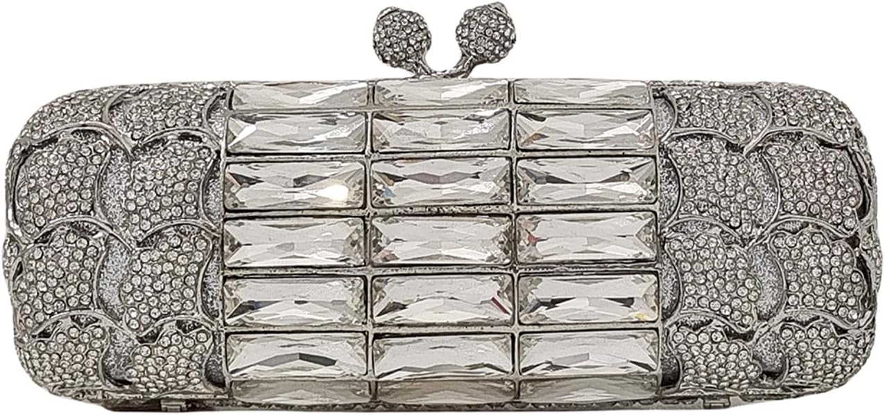 Unique Rectangular Crystal Clutch Women Diamond Evening Handbag Cylindrical Purse Rhinestone Party Bag