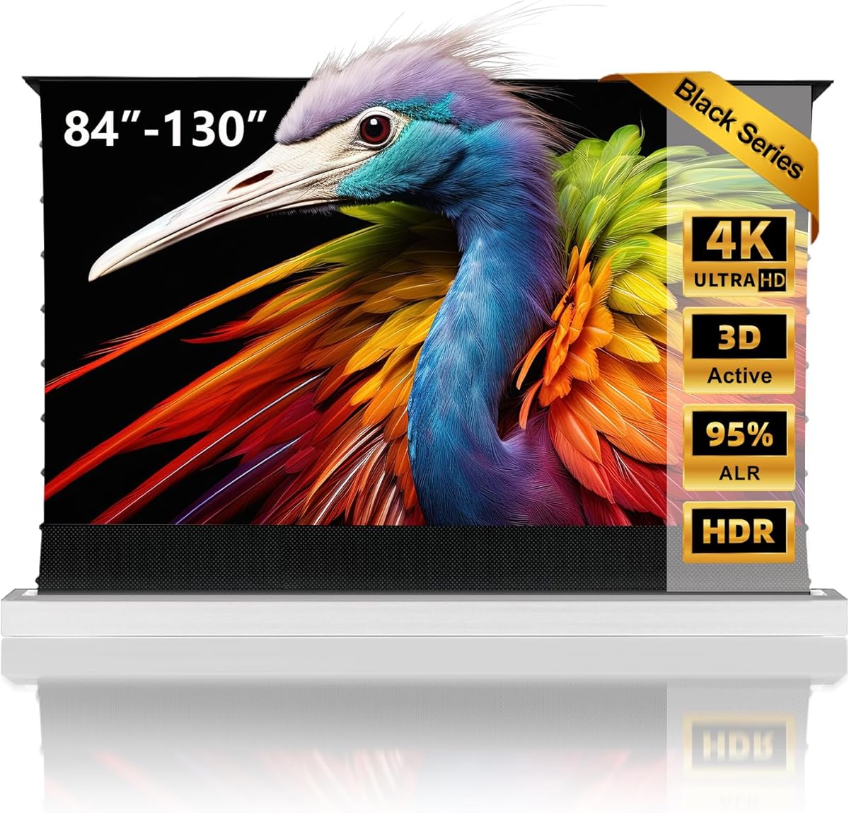 NothingProjector Projector Screen ALR, 92 inch, Ambient Light Rejecting, 4K UHD, Motorized Floor Rising Electric with Remote, Ground Up for Ultra Short Throw Projectors, No Installation White NothPJ