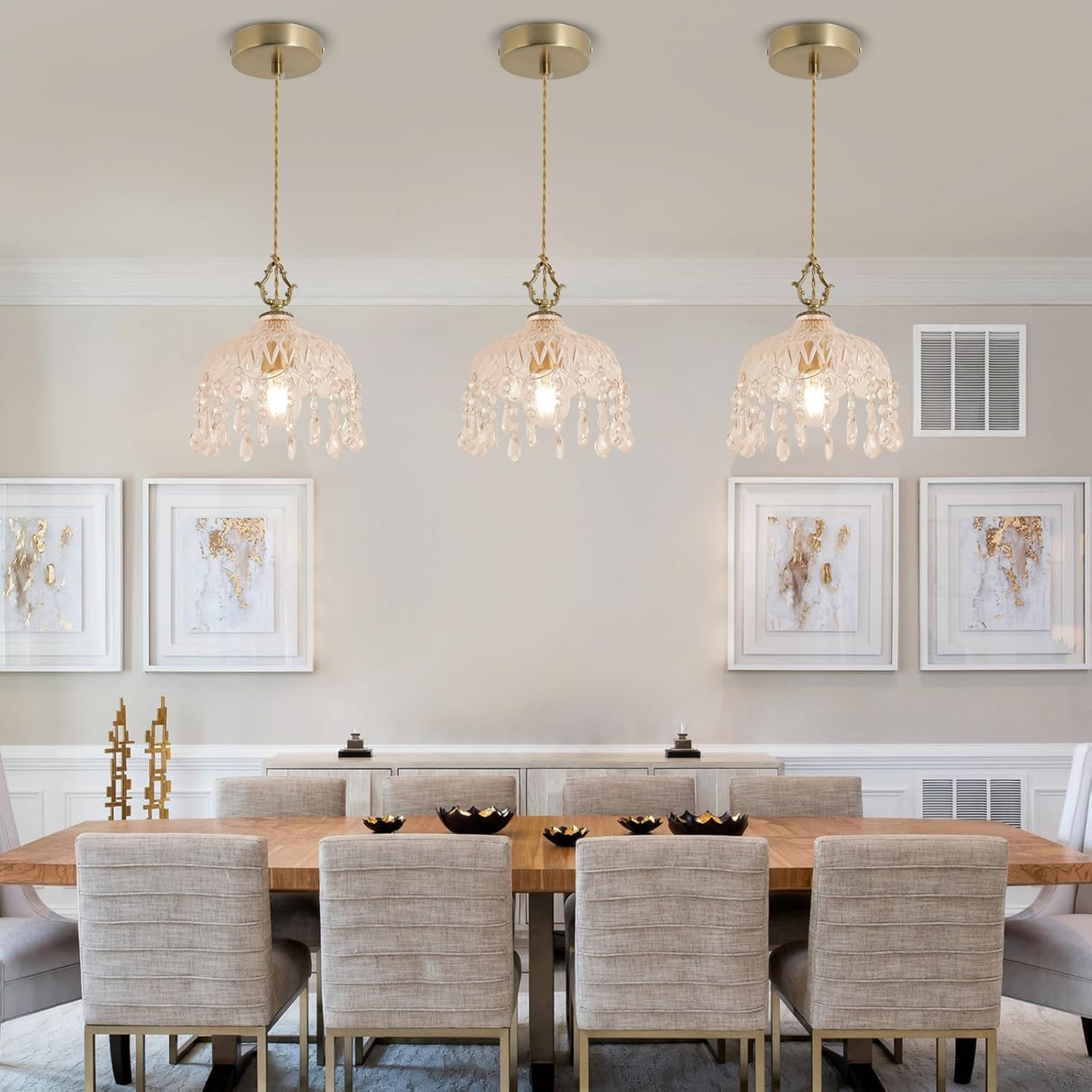 Crystal Mini Chandelier for Dining Room Modern Gold Pendant Lights Kitchen Island Brass Chandelier for Living Room E27 Hanging Lamp for Bathroom Farmhouse Entryway Hallway