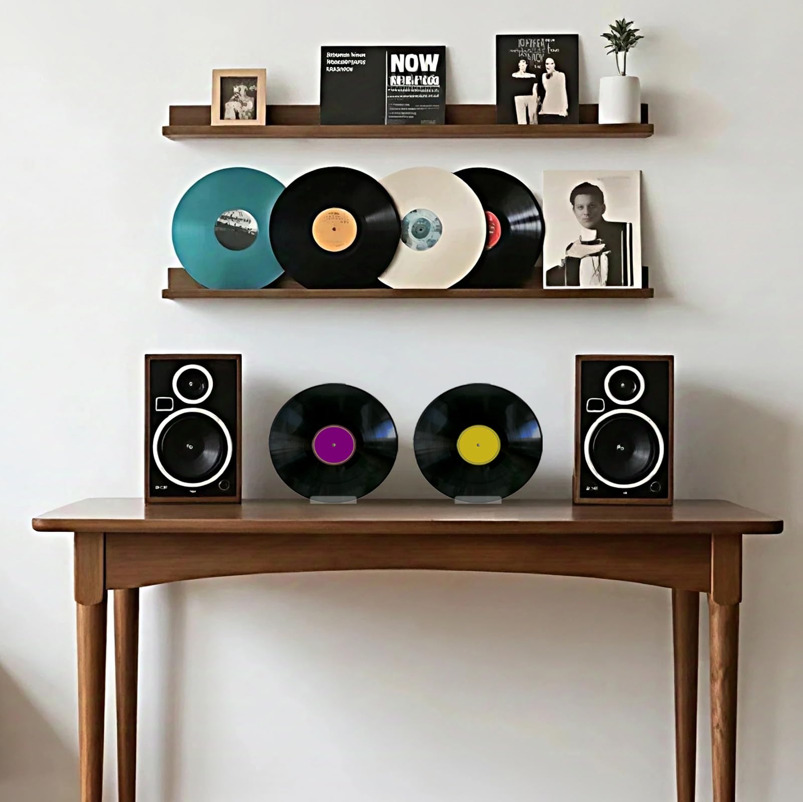 Lot d 4 Support Vinyle Rangement Disques Vinyles Porte en Acrylique Étagère pour Range Vinyle