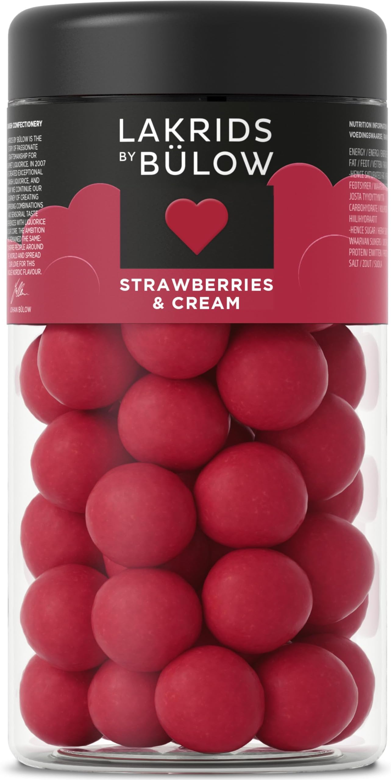 LAKRIDS BY BรLOW - Strawberries & Cream - 10.4 oz - Chocolate Coated Gourmet Licorice - Sweet Licorice Core Coated in White Chocolate, Strawberries and Cream
