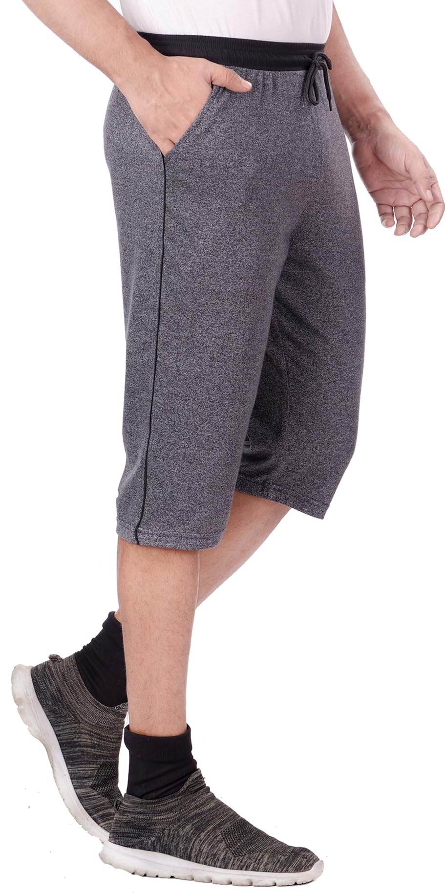 i bulls Self Design Hosiery Cotton Regular Fit Three Quarters/Three Fourths/3/4 / Capri for Men- Casual/Sports/Lounge Wear with Cross Pockets-picture-28