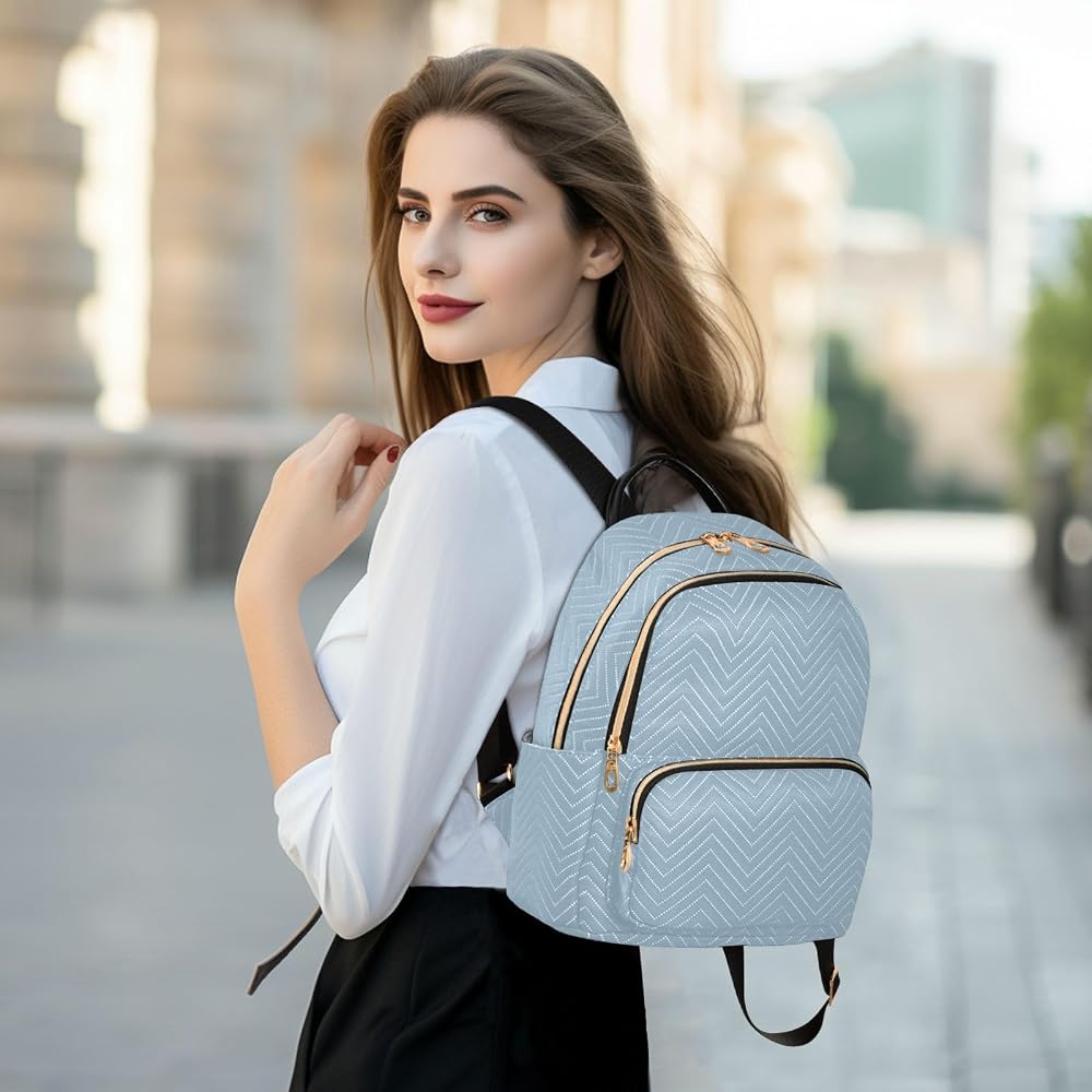 MCHIVER Light Blue Backpack Purse for Women Fashion Backpack Mini Daypack Lady Shoulder Bag 11.41 * 15.5 * 14.17 In : Clothing, Shoes & Jewelry
