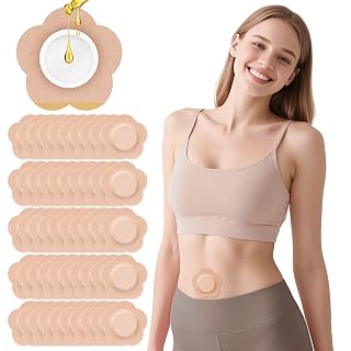 50PCS Castor Oil Patches, Castor Oil Pack Wraps Disposable Organic Cotton Self-Adhesive Pads for Belly Button, Anti Leakage Design, Breathable & Portable, No Wash (Beige) - Amazon product rated Grade B