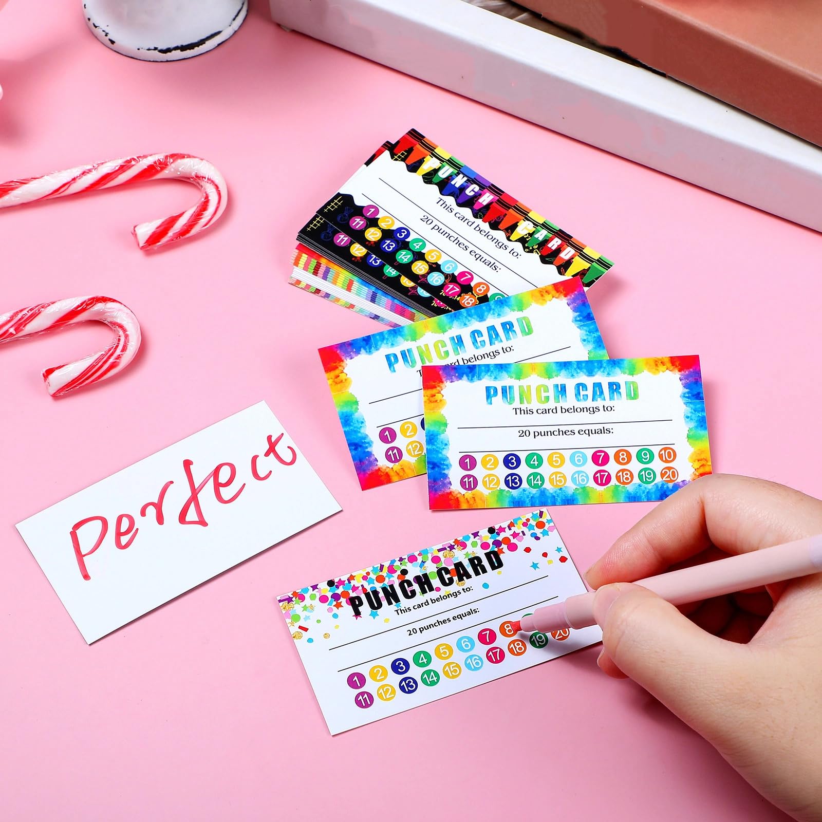 100 Tarjetas Perforadas, Tarjetas De Recompensa De Fidelidad De Incentivo, Tarjetas De Fidelidad