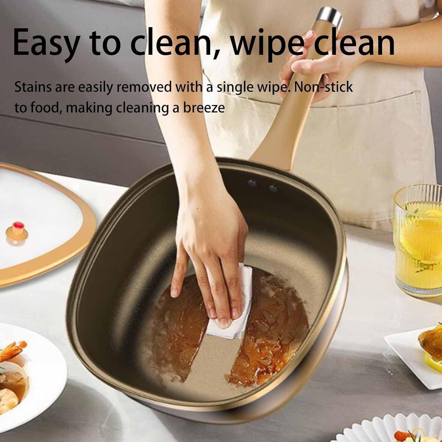 12in Titanium Alloy Non-Stick Pot with Lid, Titanium Pans for Cooking Non Stick Frying Pans with Lids With Ergonomic Stay-Cool Handles for Cooking, Frying, Baking (1PCS)