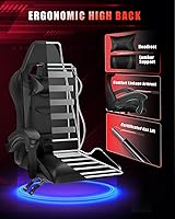 Vista 5 de Gaming Chair with RGB LED Lights, High Back Ergonomic Computer Gamer Chair with Headrest and Lumbar Support, Racing Style Reclining Game Chair for