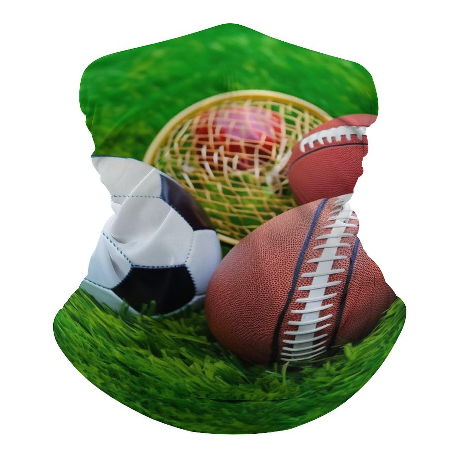 QMNRTK Sports Balls on Grass Balaclava UV Protection Face Mask Breathable Neck Gaiter Ski Mask for Men Women Headwear Bandana Elastic Face Scarf