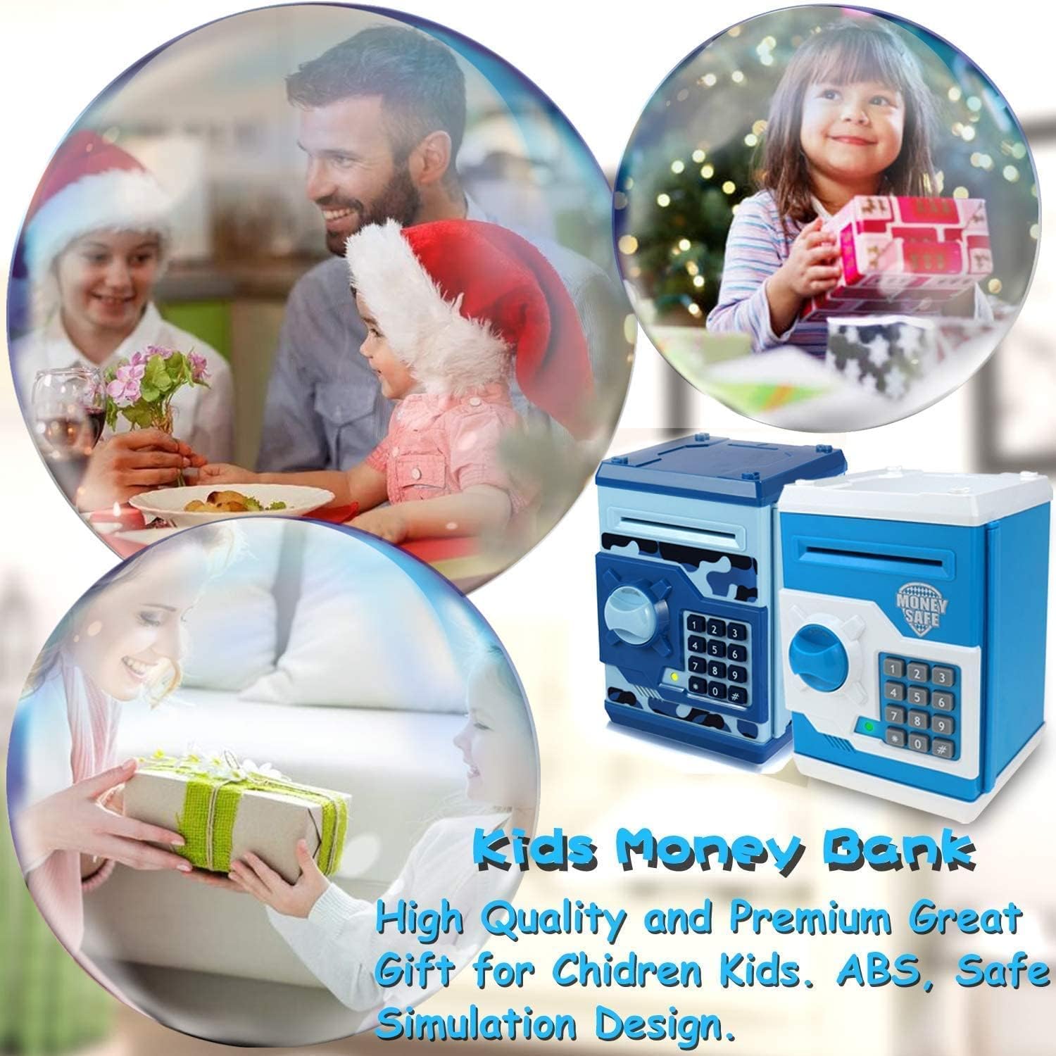 Kids Money Bank, Electronic Piggy Banks x2Pcs, Great Gift Toy for Kids Children, Auto Scroll Paper Money Saving Box Password Coin Bank,Perfect Toy Gifts for Boys Girls Age 3+