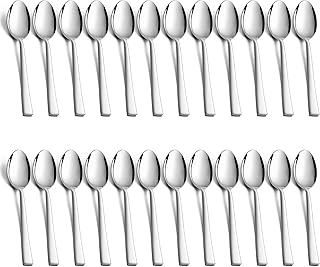 Teelöffel 24 Stück, Onader Edelstahl Kaffeelöffel Dessertlöffel Set, Klein Löffel mit Quadratischer Griff für Party, Hause, Restaurant, Gesunde & Hochglanzpoliert, Spülmaschinenfest - 14cm