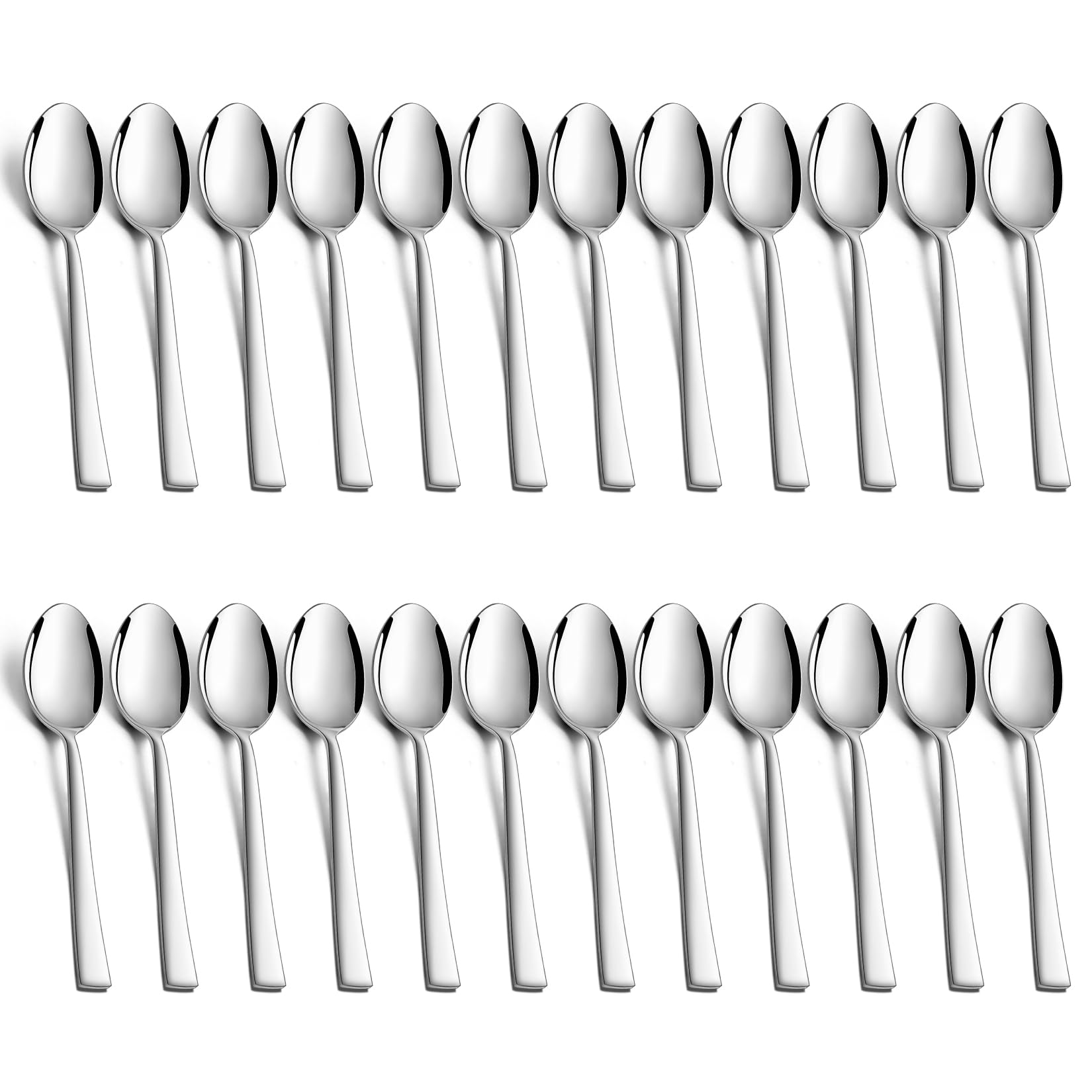 Teelöffel 24 Stück, Onader Edelstahl Kaffeelöffel Dessertlöffel Set, Klein Löffel mit Quadratischer Griff für Party, Hause, Restaurant, Gesunde & Hochglanzpoliert, Spülmaschinenfest - 14cm