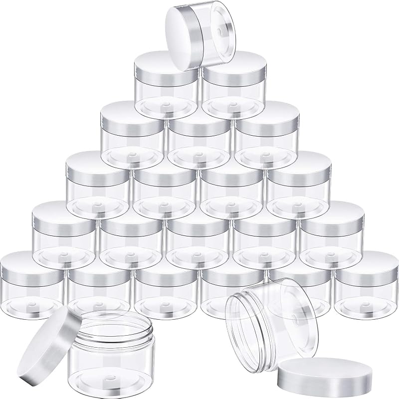 SATINIOR Frascos Plásticos Transparentes com Tampa Branca, 30 mL, Pacote com 24