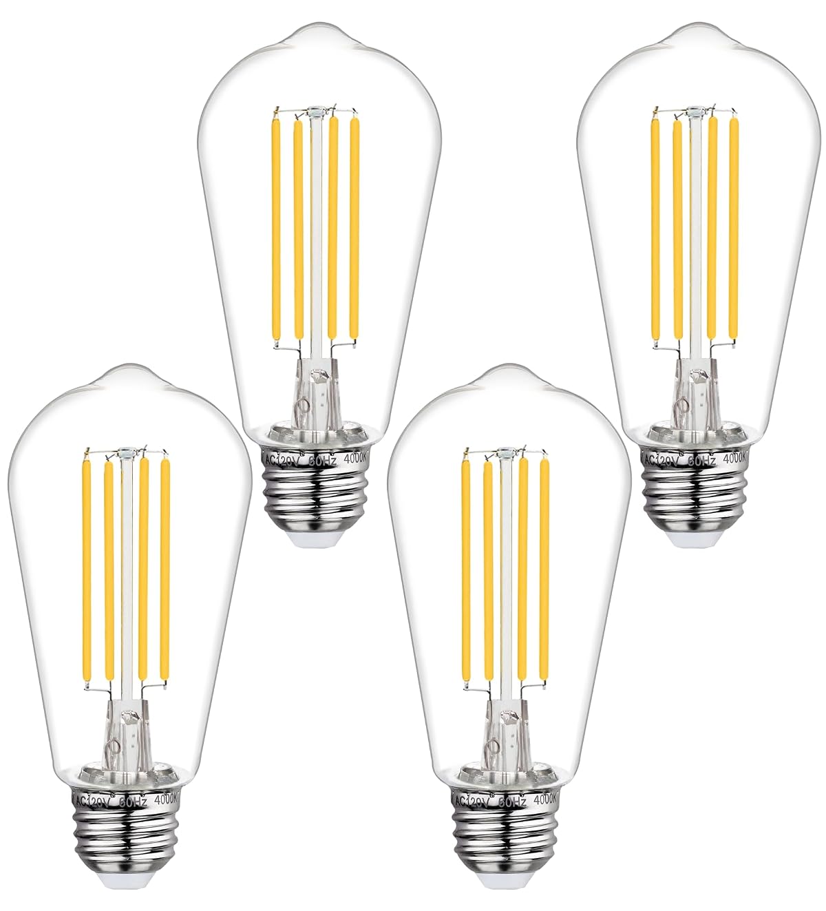 Vintage LED Edison Bulbs, 6W, Equivalent 60W, Non-Dimmable, Warm White 2700K,