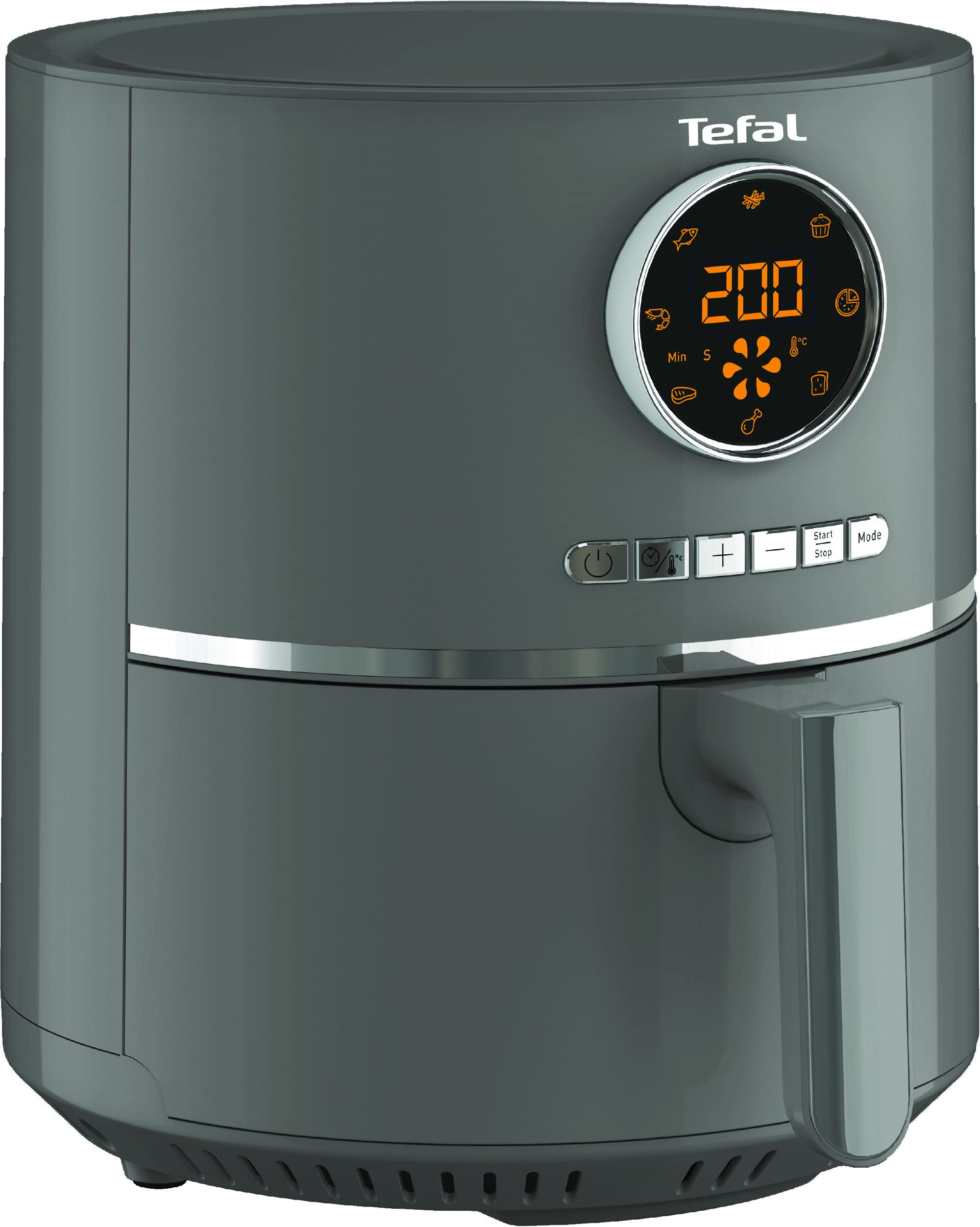 Tefal Ultra Fry Heißluftfritteuse Air Fryer, Frittieren, Rösten, Grillen, Backen, 4,2 L für 6 Personen, 8 Kochprogramme, Digitales Display, energiesparend, gesunde Friteuse ohne Öl, grau, EY111B