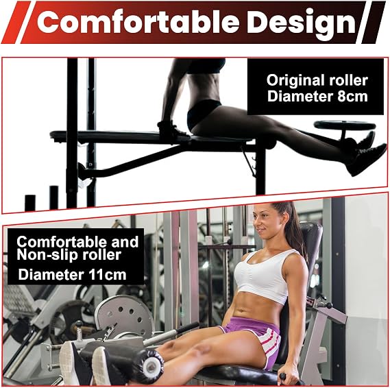 Leg Extension Machine Leg Curl Machine Adjustable Seated Leg Press Machine Attachment 8 Position Adjustable with Plate Loaded for Home Gym Leg Extension Rack Attachment, Fitness Squat Rack Accessories