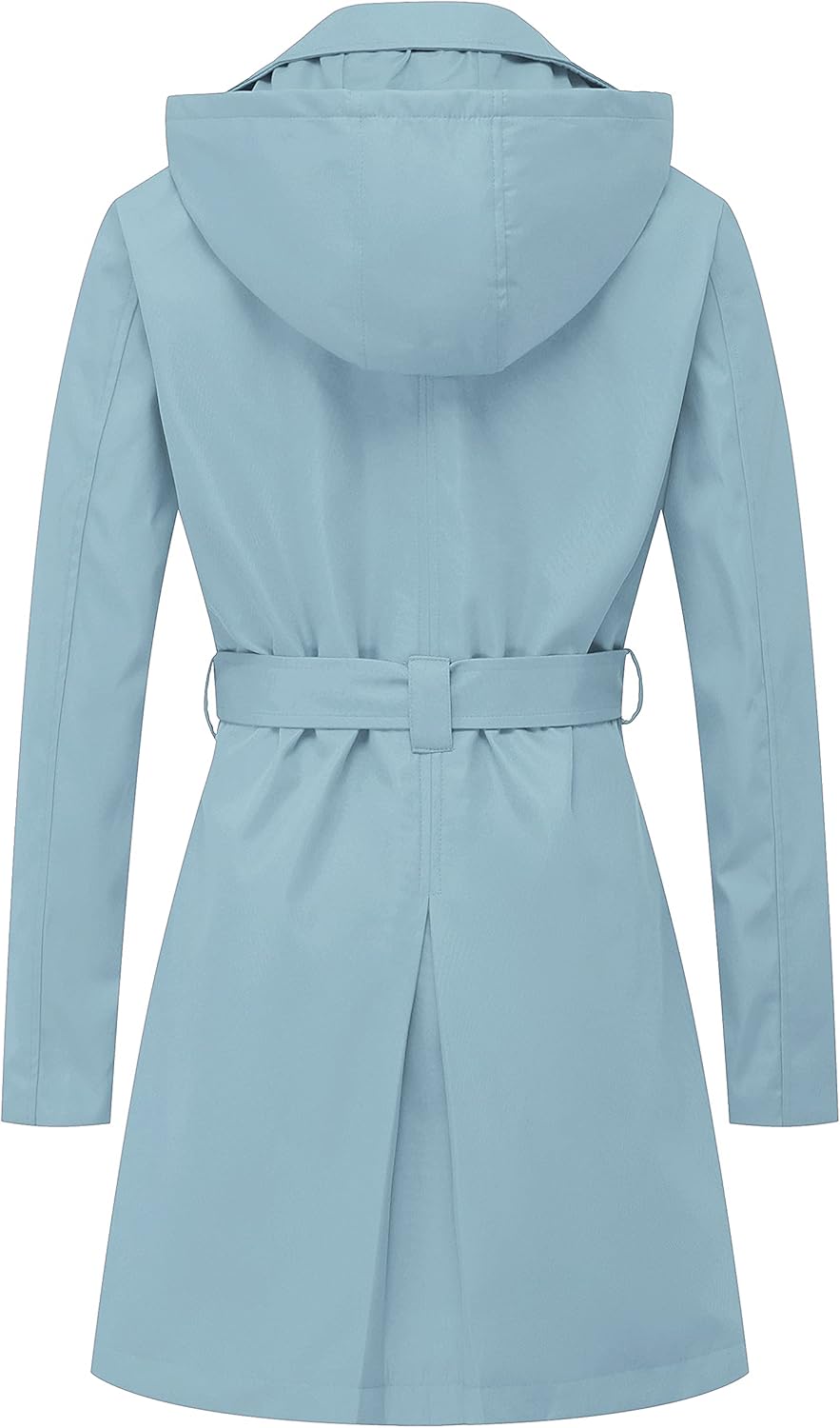 CREATMO US Women's Trench Coat Double-Breasted Classic Lapel Overcoat Belted Slim Outerwear Coat with Detachable Hood - Image 2