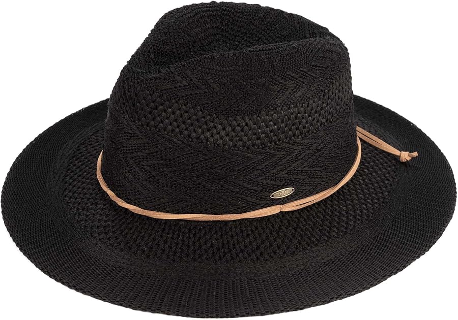 View 3 of Women’s Fedora Wide Brim Panama Hat - Rope Trim