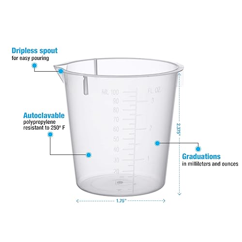 Miniatura 2 de Maryland Plastics, Inc. Vaso desechable de plástico de polipropileno de 3.4 fl oz, número de pieza de medición L-1230 (paquete de 100) para uso en