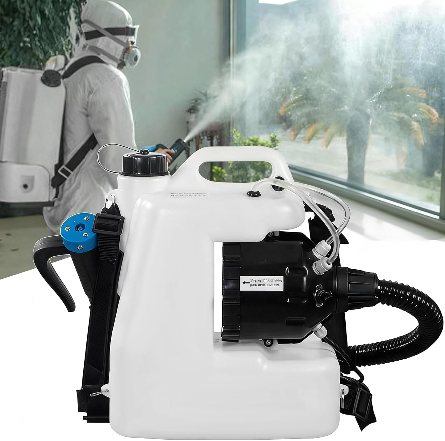 Electric Backpack Fogger Machine, 10/12/16L ULV Atomizer Sprayer, Commercial Portable Sprayer with Hose for Spraying Garden Greenhouse Indoor Outdoor Foggers 12L