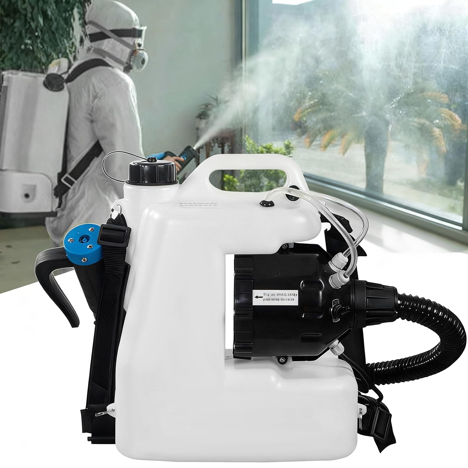 Elektryczny rozpylacz do plecaka, 10 l ULV rozpylacz do użytku komercyjnego, przenośny rozpylacz do wnętrz i na zewnątrz z wężem do ogrodów i szklarni