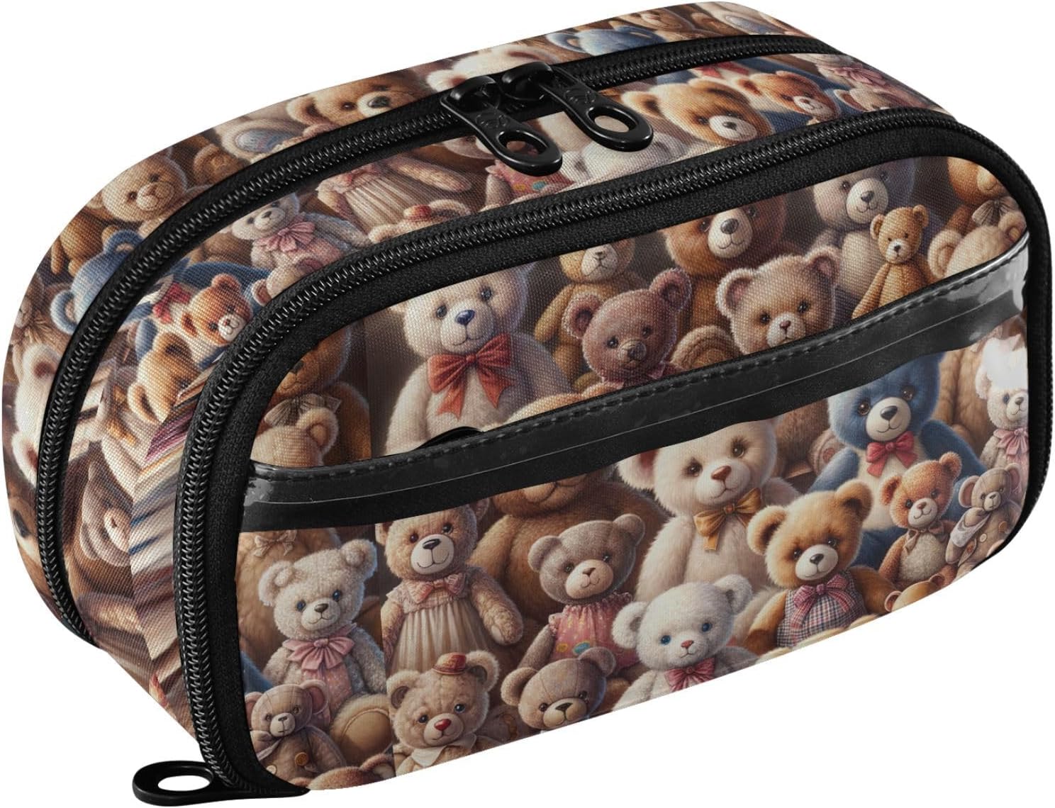 Joisal Cute Teddy Bears Slim Pencil Case with Supplies for Girls