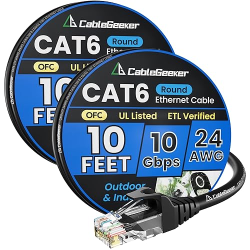 Miniatura 49 de Cable Ethernet Cat 6 de 30 pies, para interiores y exteriores, cable de red plano de Internet de alta velocidad de 10 Gbps, cable de conexión Blanco