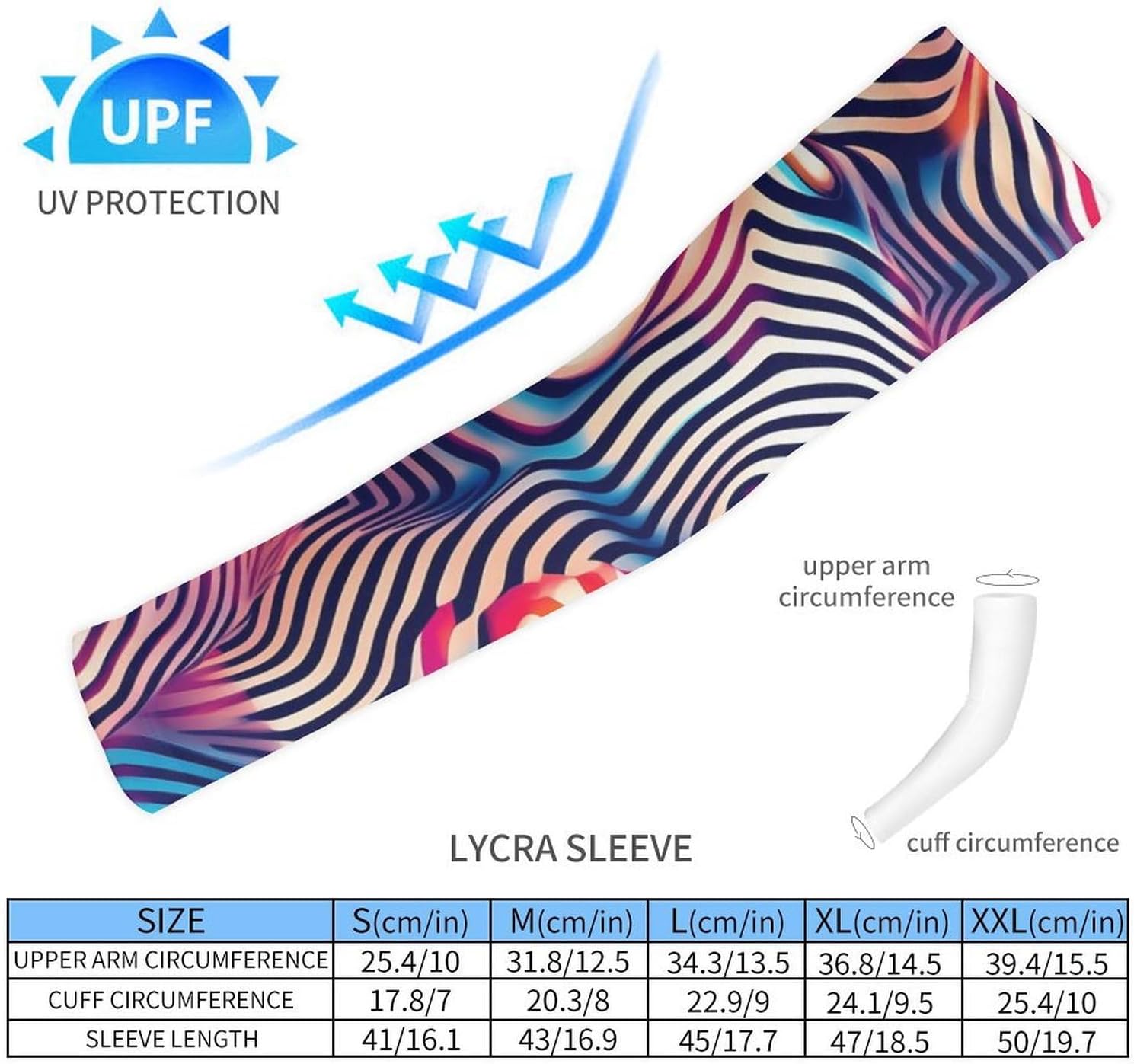 3D Zebras Psychedelic Arm Sleeves Cooling Sun Protection Sports Compression for Golf Basketball