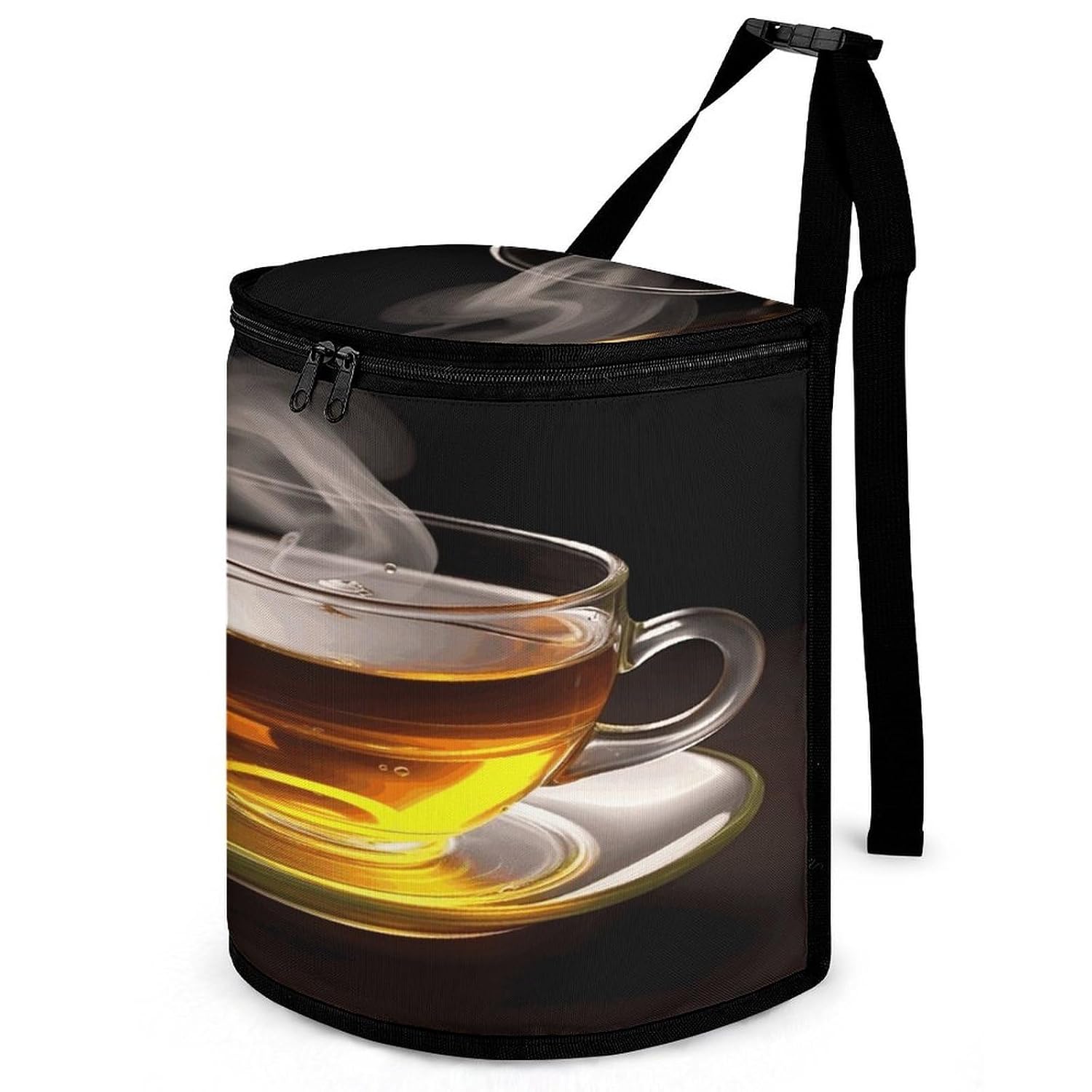 Cup of Tea Car Trash Can with Lid Leakproof Storage Bag with Large Capacity Waterproof Automotive Garbage Bin for SUVs Easy-to-Install Car Accessory Interior 2.5 Gallon
