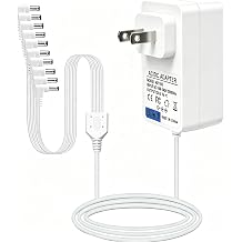 AC/DC 4.5V Power Adapter Compatible with Lemax Lighted Accessory AC DC Power Adapter for Christmas Halloween Village Mini Lighting Building DecorationWhite,10 Output, Bend
