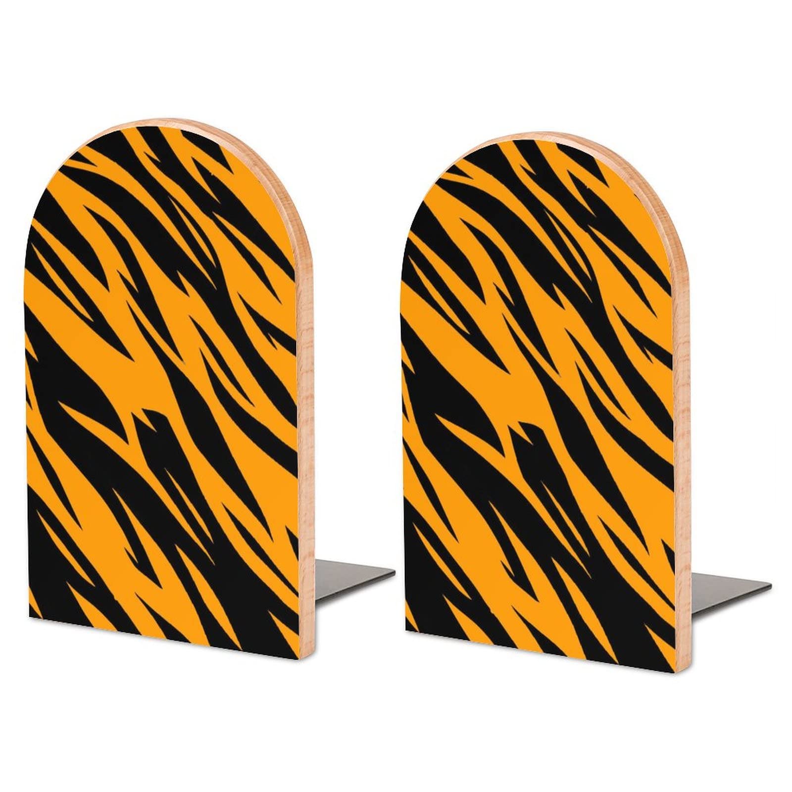 Zebra Skin Tiger Stripes Bookends Heavy Duty Book Stand 1 Pair for Home Office Shelves Decorative