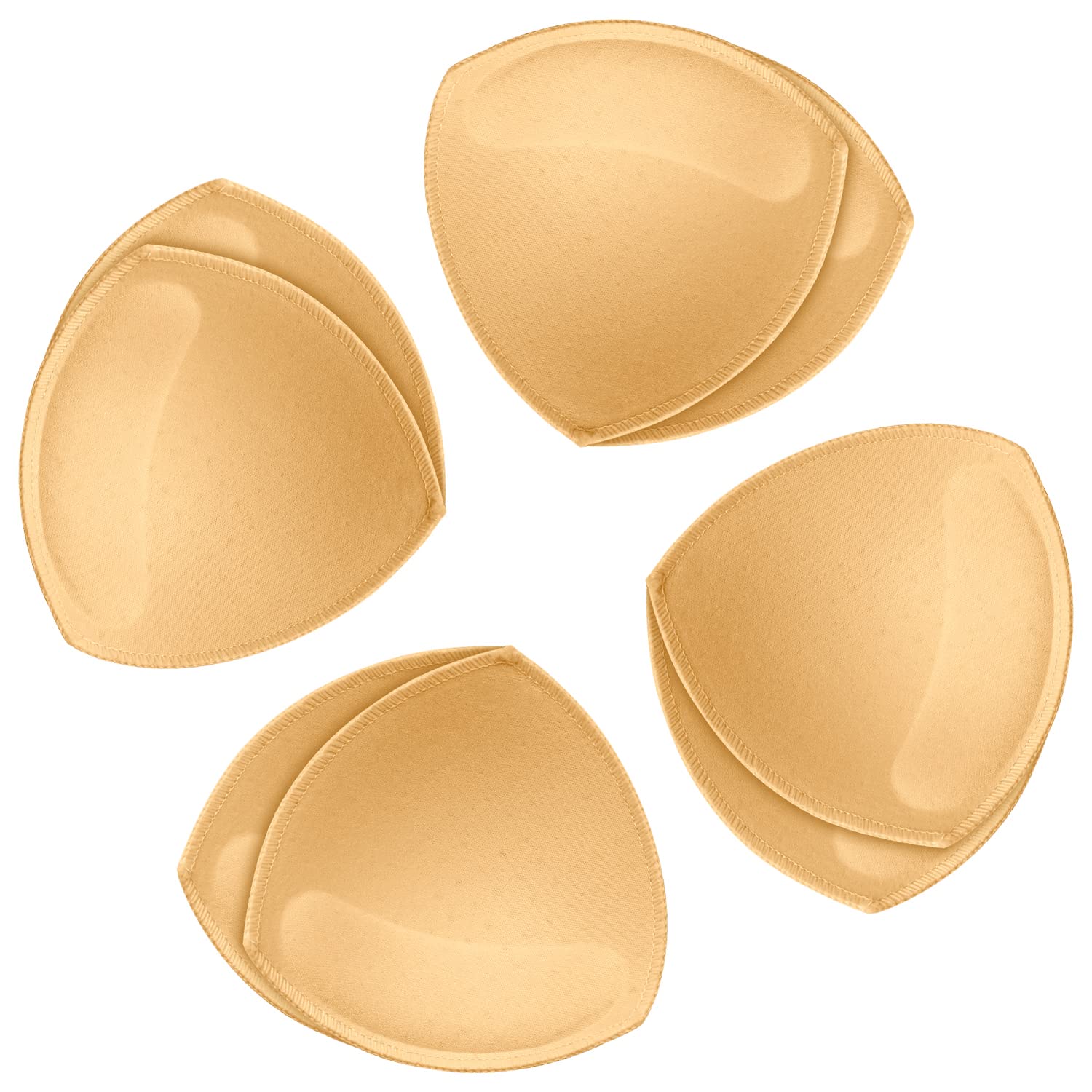SKENGWEL Bra Pads Inserts Women's Sports Cups Bra Replacement Insert for Bikini Swimsuit (4 Pairs Beige)