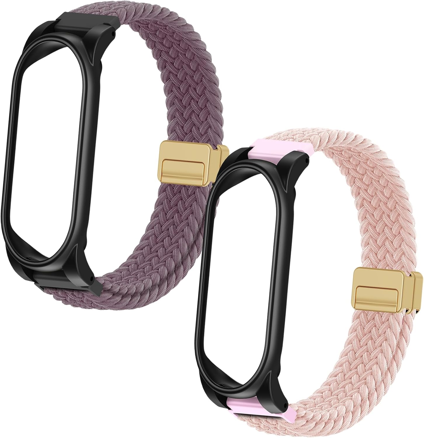 2 Pack Adjustable Braided Wristband Compatible with Plaud NotePin & NotePin S AI Voice Recorder,Breathable Soft Wearable Strap with Magnetic Buckle and PC Case,Lightweight Band,Recorder Accessories